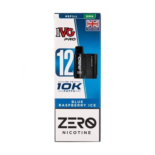 Blue Sour Raspberry Pro 12 Prefilled Pod + Refill by IVG (Nicotine Free) in Blueberry UK