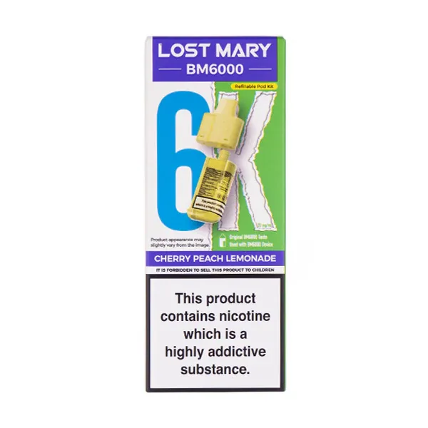 Cherry Peach Lemonade BM6000 Prefilled Pod + Refill by Lost Mary UK