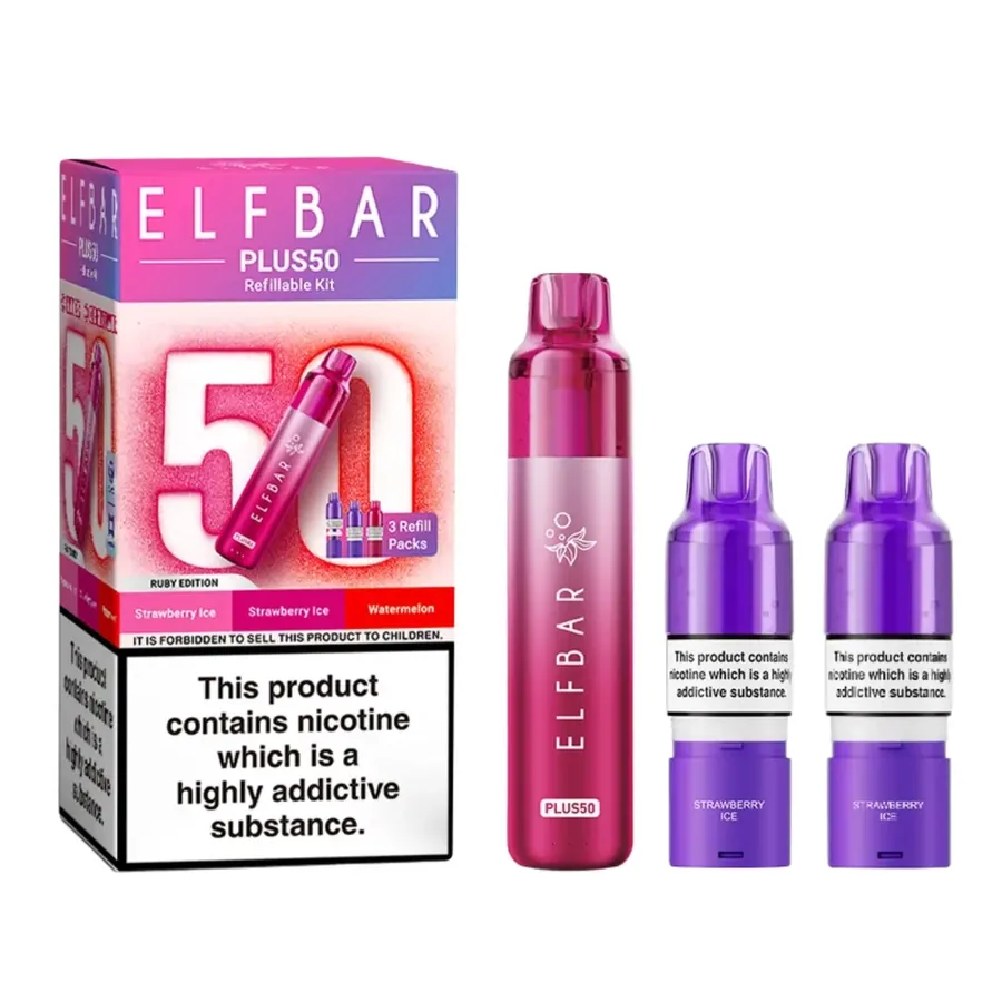 Elf Bar Plus 50 Prefilled Pod Kit Ruby UK