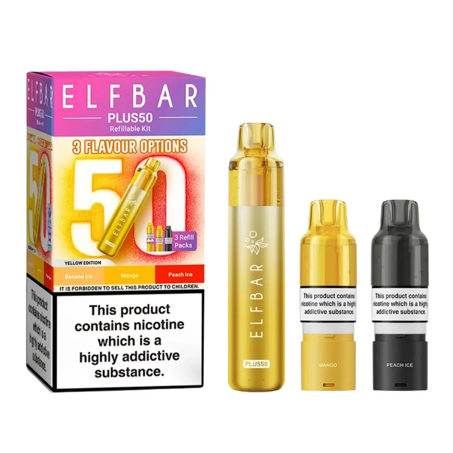 Elf Bar Plus 50 Prefilled Pod Kit Yellow UK