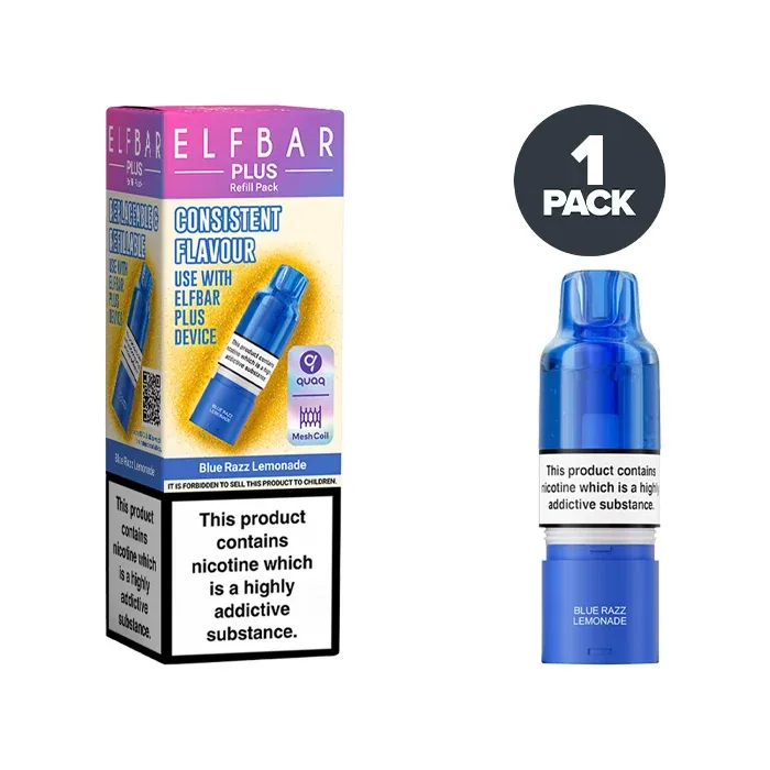 Elf Bar Plus 50 Refill Pack Blue Razz Lemonade prefilled pods UK