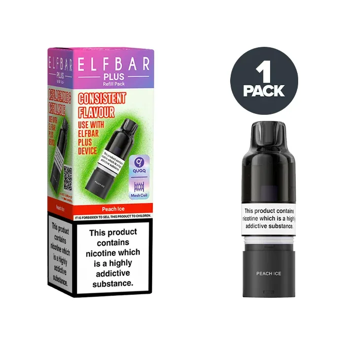Elf Bar Plus 50 Refill Pack Peach Ice prefilled pods UK