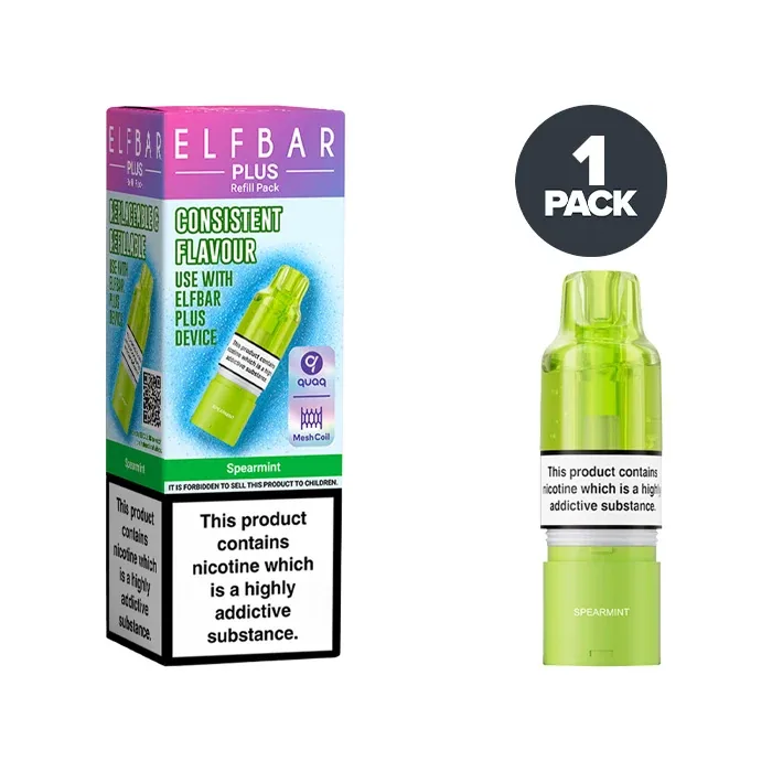 Elf Bar Plus 50 Refill Pack Spearmint prefilled pods UK