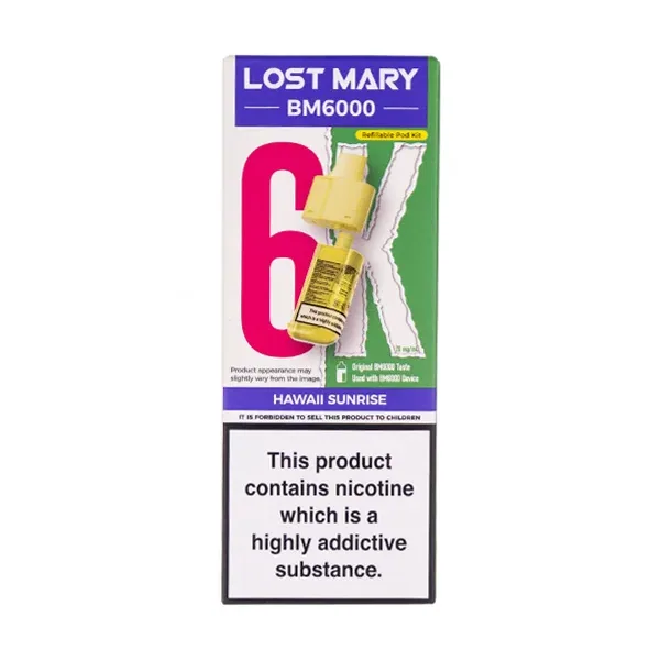 Hawaii Sunrise BM6000 Prefilled Pod + Refill by Lost Mary in Peach UK