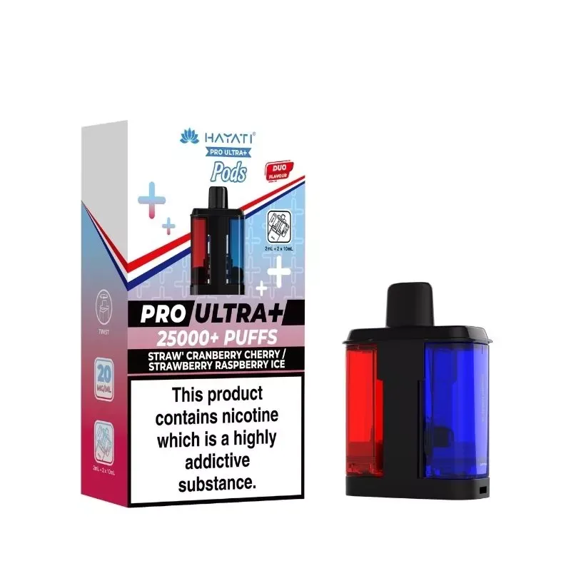 Hayati Pro Ultra Plus Pods Straw Cranberry Cherry Strawberry Raspberry Ice UK