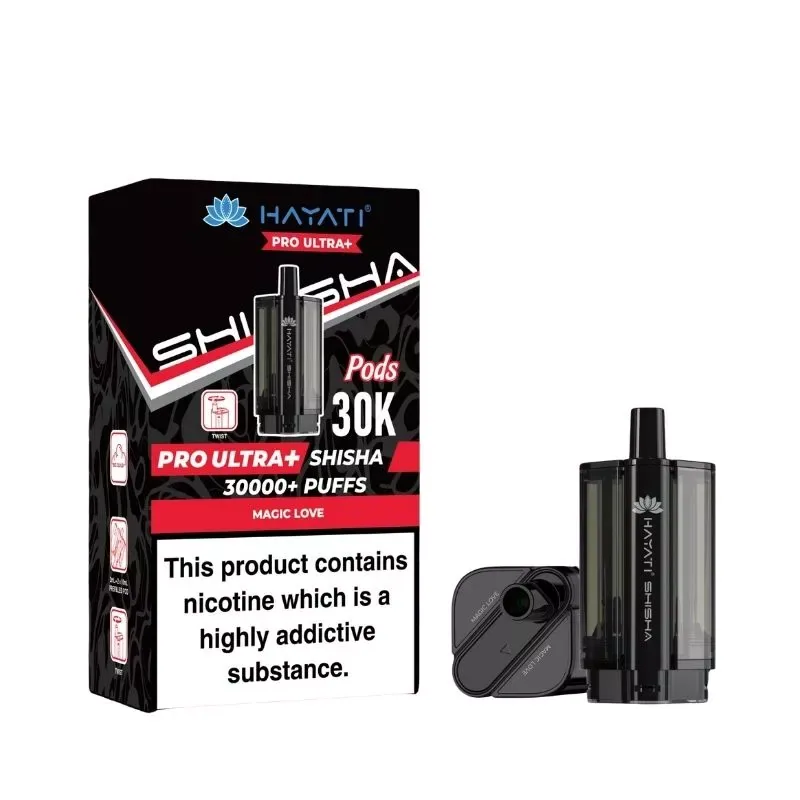 Hayati Pro Ultra Plus Shisha 30K Pods Apple Mint Grape Peach UK