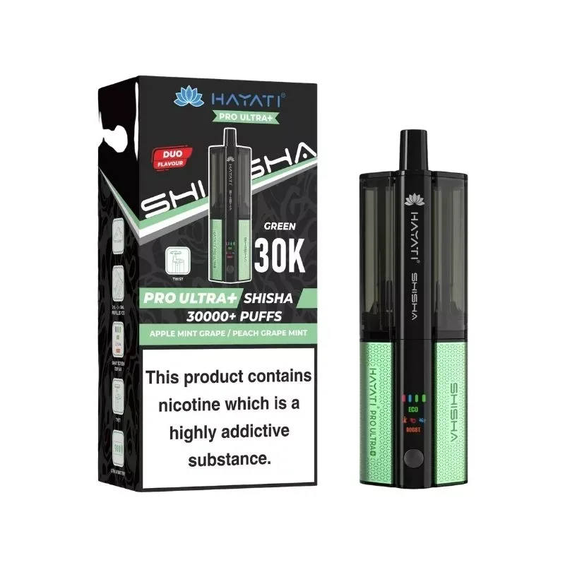Hayati Pro Ultra Plus Shisha 30K Prefilled Pod Kit Apple Mint Grape Peach UK