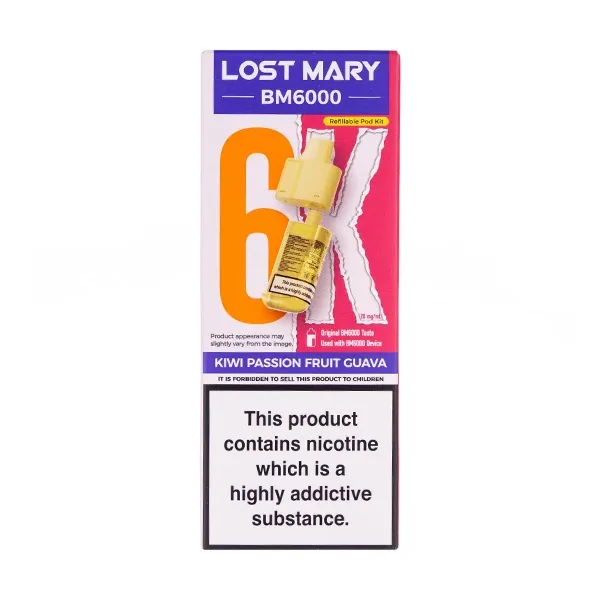 Kiwi Passion Fruit Guava BM6000 Prefilled Pod + Refill by Lost Mary UK