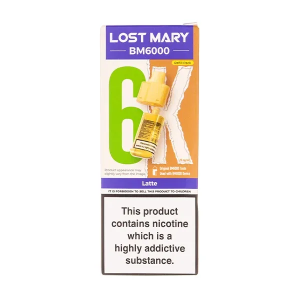 Latte BM6000 Prefilled Pod + Refill by Lost Mary in Coffee UK