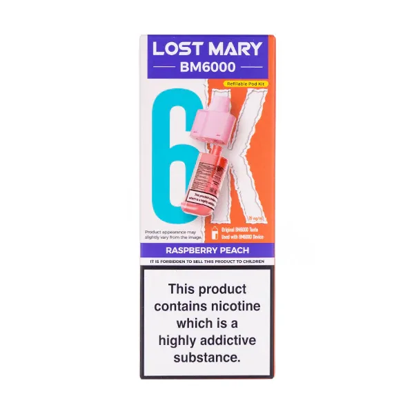 Raspberry Peach BM6000 Prefilled Pod + Refill by Lost Mary UK