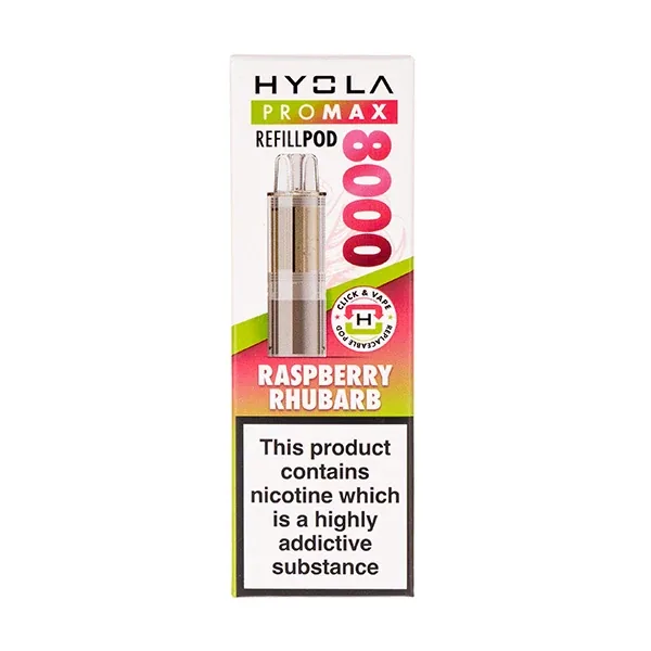Raspberry Rhubarb Pro Max 8000 Prefilled Pod + Refill by Hyola UK
