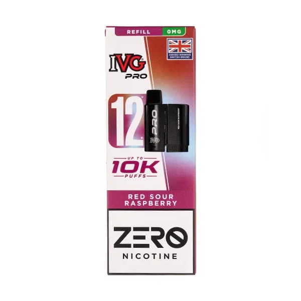 Blue Sour Raspberry Pro 12 Prefilled Pod + Refill by IVG (Nicotine Free) in Blueberry UK