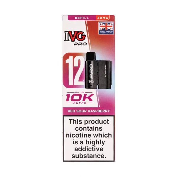 Red Sour Raspberry Pro 12 Prefilled Pod + Refill by IVG in Candy UK