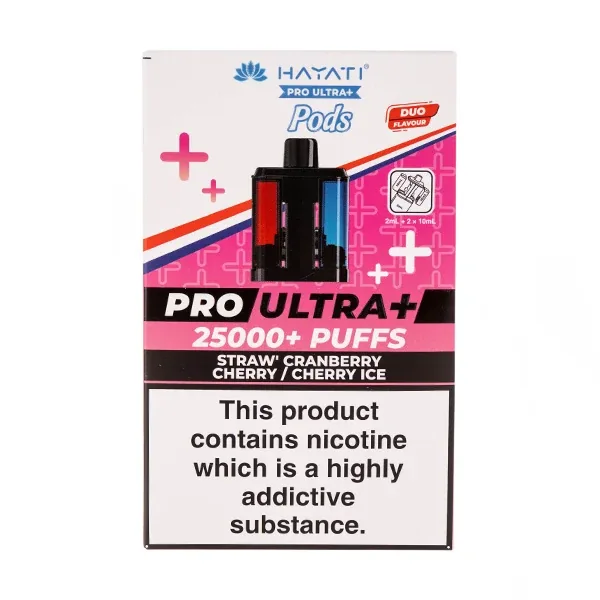 Straw'Cranberry Cherry/Cherry Ice Pro Ultra Plus 25k Prefilled Pod + Refill by Hayati UK