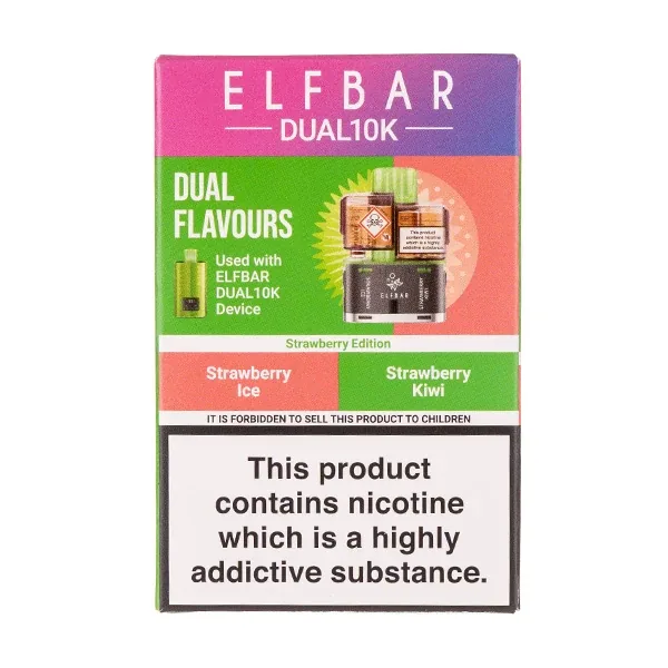 Strawberry Edition Dual 10k Refill Pack by Elf Bar in Ice prefilled pods UK