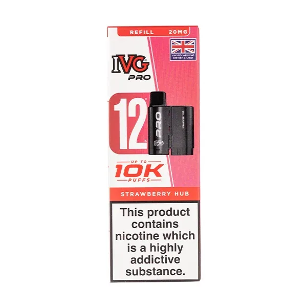Strawberry Hub Pro 12 Prefilled Pod + Refill by IVG in Bubblegum UK
