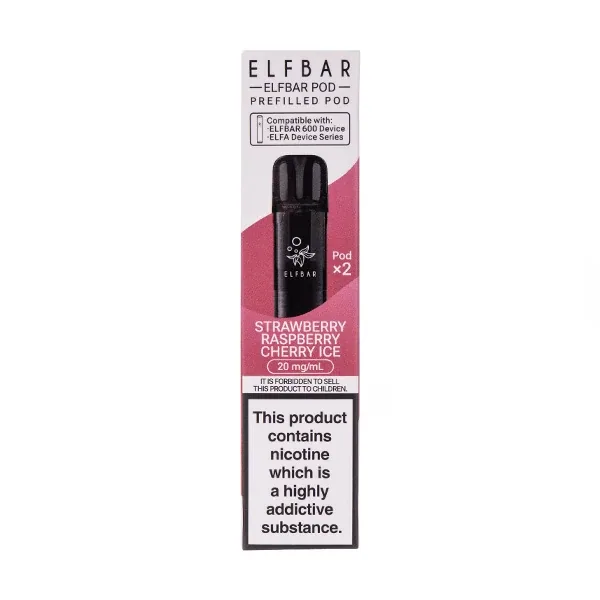 Strawberry Raspberry Cherry Ice Elf Bar 600 Prefilled Pods UK