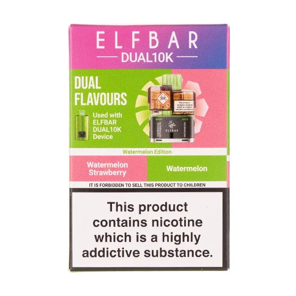 Watermelon Edition Dual 10k Refill Pack by Elf Bar in Strawberry prefilled pods UK