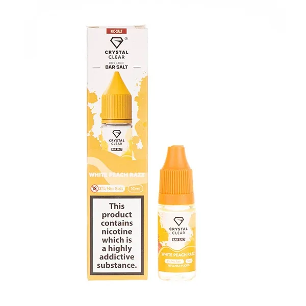 White Peach Razz Nic Salt E-Liquid by Crystal Clear UK